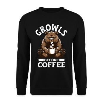 Mürrischer Bär Mit Kaffee-morgenstimmung - Unisex Pullover - Schwarz - Vorne - Alina (178cm) & Michal (187cm)