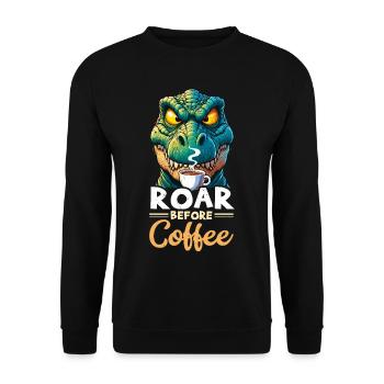 Grumpy Trex Dinosaur With - Unisex Sweatshirt - black - Front - Alina (178cm) & Michal (187cm)