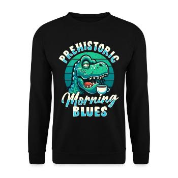 Grumpy Trex Dinosaur With - Unisex Sweatshirt - black - Front - Alina (178cm) & Michal (187cm)