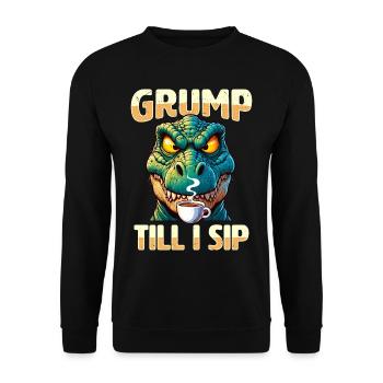 Grumpy Trex Dinosaur With - Unisex Sweatshirt - black - Front - Alina (178cm) & Michal (187cm)