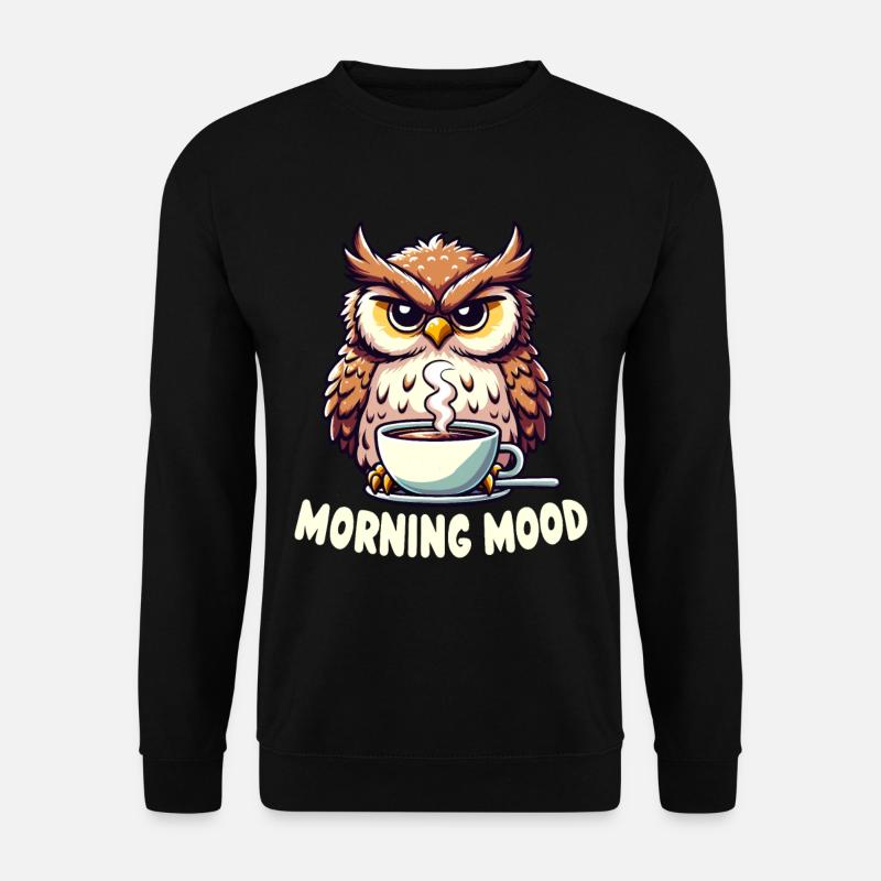 Mürrische Eule Mit Kaffee-morgenstimmung - Unisex Pullover - Schwarz