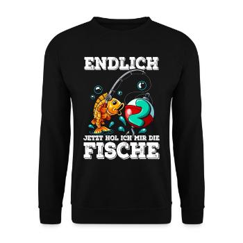 2 Birthday Angler Fishing - Unisex Sweatshirt - black - Front - Alina (178cm) & Michal (187cm)