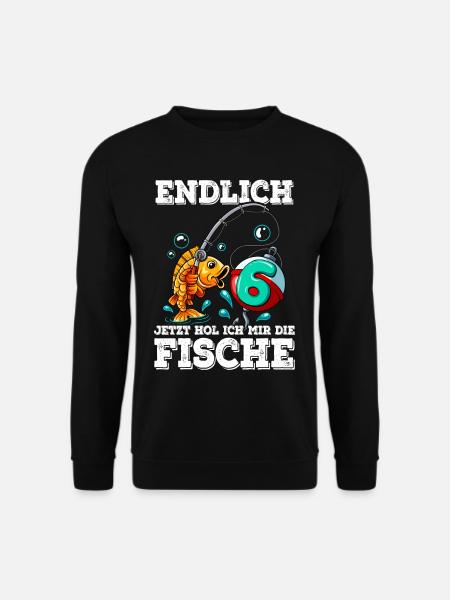 6 Birthday Angler Fishing - Unisex Sweatshirt - black