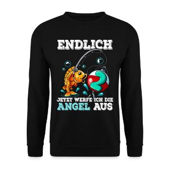 2 Birthday Angler Fishing - Unisex Sweatshirt - black - Front - Alina (178cm) & Michal (187cm)