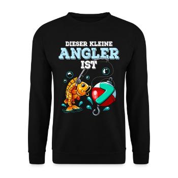 7th Birthday Angler Fishing - Unisex Sweatshirt - black - Front - Alina (178cm) & Michal (187cm)