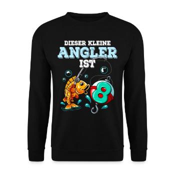 8 Birthday Angler Fishing - Unisex Sweatshirt - black - Front - Alina (178cm) & Michal (187cm)