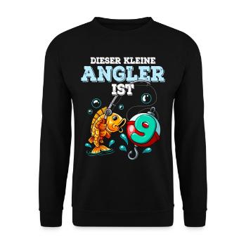 9 Birthday Angler Fishing - Unisex Sweatshirt - black - Front - Alina (178cm) & Michal (187cm)