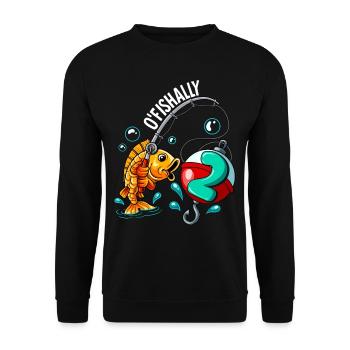 2 Birthday Angler Fishing - Unisex Sweatshirt - black - Front - Alina (178cm) & Michal (187cm)