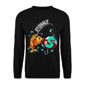 5 Birthday Angler Fishing - Unisex Sweatshirt - black - Front - Alina (178cm) & Michal (187cm)