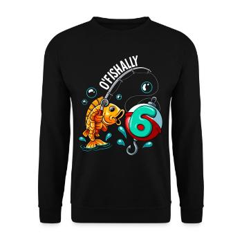 6 Anniversaire Pêcheur à la ligne - Sweat-shirt Unisexe - noir - Devant - Alina (178cm) & Michal (187cm)