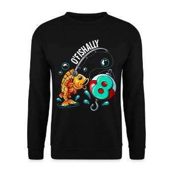 8 Anniversaire Pêcheur à la ligne - Sweat-shirt Unisexe - noir - Devant - Alina (178cm) & Michal (187cm)