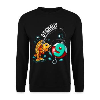 9 Birthday Angler Fishing - Unisex Sweatshirt - black - Front - Alina (178cm) & Michal (187cm)