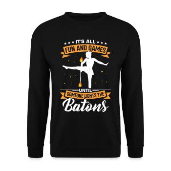 Bâton de feu Danse du feu Danseur de feu Danseur de feu - Sweat-shirt Unisexe - noir - Devant - Alina (178cm) & Michal (187cm)
