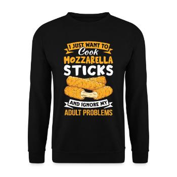 Bâtonnets de mozzarella au fromage - Sweat-shirt Unisexe - noir - Devant - Alina (178cm) & Michal (187cm)