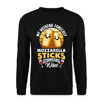 Mozzarella Sticks Käse - Unisex Pullover - Schwarz - Vorne - Alina (178cm) & Michal (187cm)