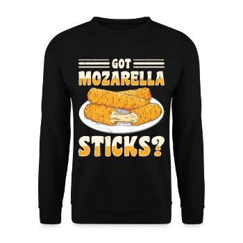 Mozzarella Sticks Käse - Unisex Pullover - Schwarz - Vorne - Alina (178cm) & Michal (187cm)