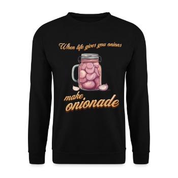 onionade - Unisex Pullover - Schwarz - Vorne - Alina (178cm) & Michal (187cm)