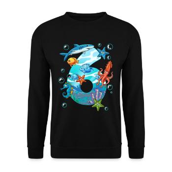 6. Geburtstag Meerestiere - Unisex Pullover - Schwarz - Vorne - Alina (178cm) & Michal (187cm)