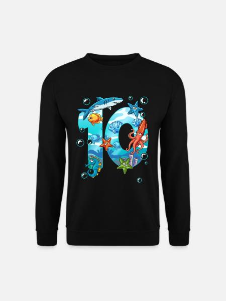 10th Birthday Sea Creatures - Unisex Sweatshirt - black