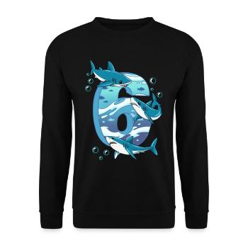 Requin du 6e anniversaire - Sweat-shirt Unisexe - noir - Devant - Alina (178cm) & Michal (187cm)