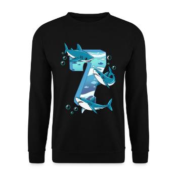 Requin du 7e anniversaire - Sweat-shirt Unisexe - noir - Devant - Alina (178cm) & Michal (187cm)