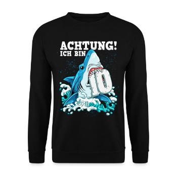 10th Birthday Shark - Unisex Sweatshirt - black - Front - Alina (178cm) & Michal (187cm)
