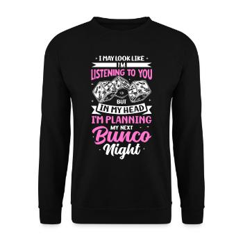 Planung Meiner Nächsten Bunco-nacht Spaß Design - Unisex Pullover - Schwarz - Vorne - Alina (178cm) & Michal (187cm)