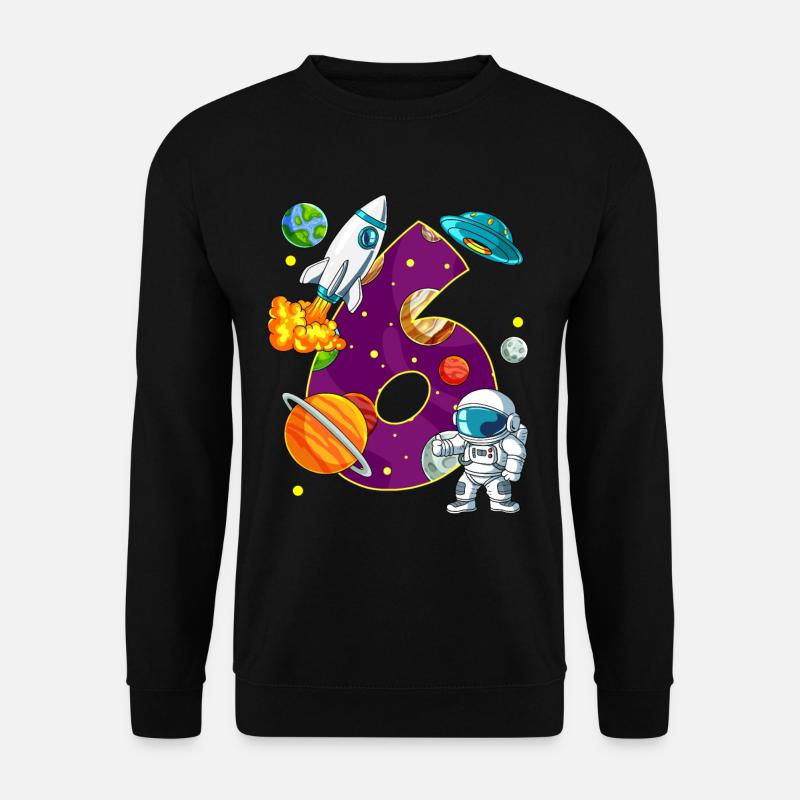 6 Geburtstag Weltall Weltraum Astronaut 6 Jahre - Unisex Pullover - Schwarz