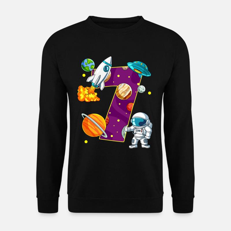 7 Geburtstag Weltall Weltraum Astronaut 7 Jahre - Unisex Pullover - Schwarz