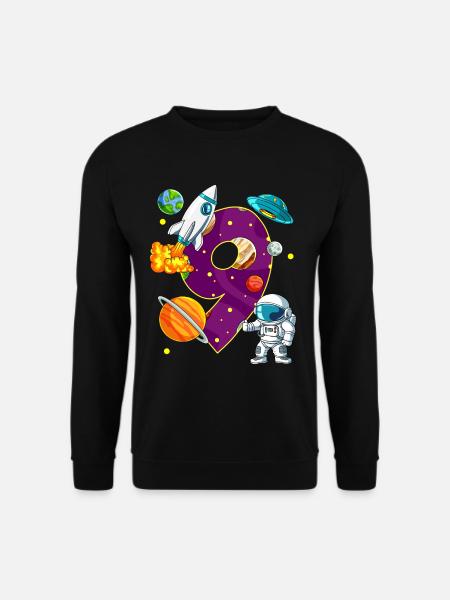 9 Geburtstag Weltall Weltraum Astronaut 9 Jahre - Unisex Pullover - Schwarz