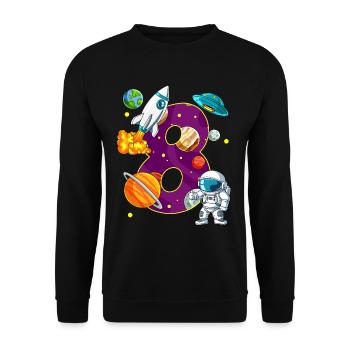 8 Birthday Space Space Astronaut 8 Years - Unisex Sweatshirt - black - Front - Alina (178cm) & Michal (187cm)
