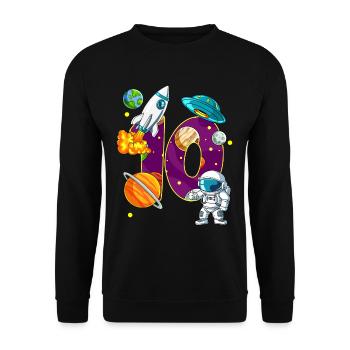 10 Birthday Space Space Astronaut 10 Years - Unisex Sweatshirt - black - Front - Alina (178cm) & Michal (187cm)