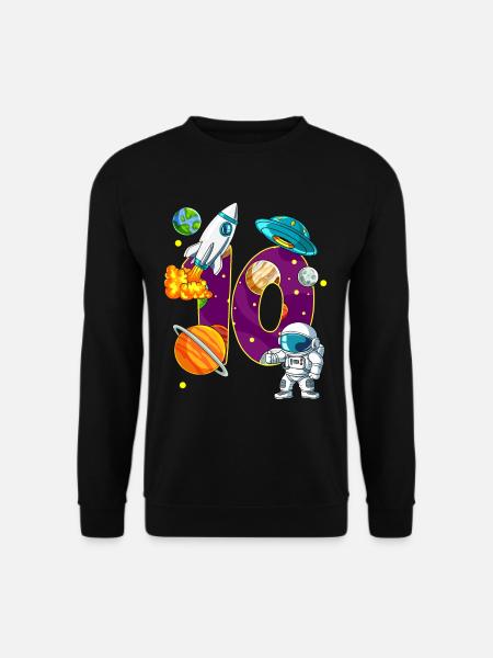 10 Geburtstag Weltall Weltraum Astronaut 10 Jahre - Unisex Pullover - Schwarz