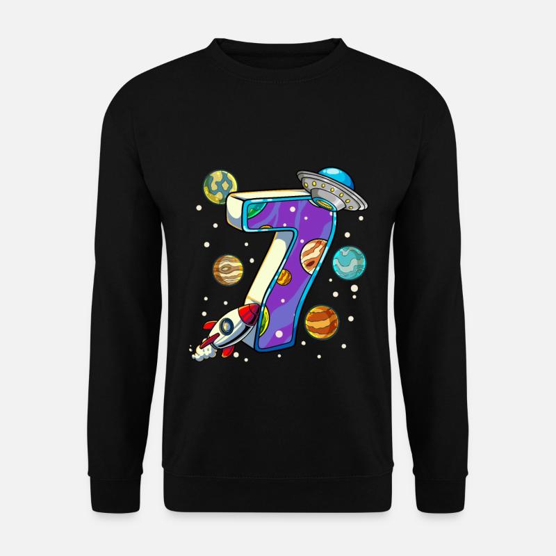 7 Geburtstag Weltall Weltraum Astronaut 7 Jahre - Unisex Pullover - Schwarz