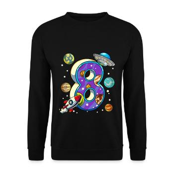 8 Birthday Space Space Astronaut 8 Years - Unisex Sweatshirt - black - Front - Alina (178cm) & Michal (187cm)