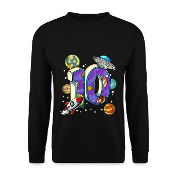 10 Anniversaire Astronaute de l’espace 10 ans - Sweat-shirt Unisexe - noir - Devant - Alina (178cm) & Michal (187cm)