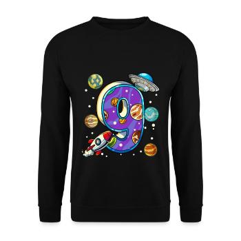 9 Birthday Space Space Astronaut 9 Years - Unisex Sweatshirt - black - Front - Alina (178cm) & Michal (187cm)