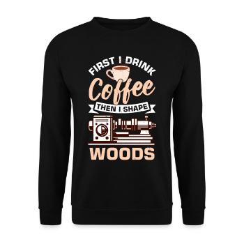 Erst trinke ich Kaffee, dann forme ich die - Unisex Pullover - Schwarz - Vorne - Alina (178cm) & Michal (187cm)