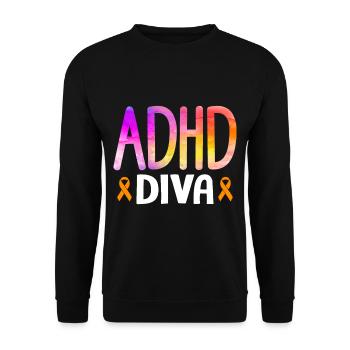 Funny ADHD saying - Unisex Sweatshirt - black - Front - Alina (178cm) & Michal (187cm)