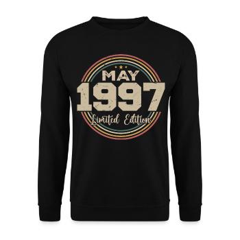 Mai 1997 Vintage Nées En Mai 1997 Anniversaire - Sweat-shirt Unisexe - noir - Devant - Alina (178cm) & Michal (187cm)
