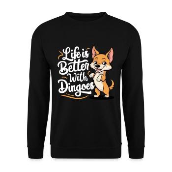 Australischer Dingo - Unisex Pullover - Schwarz - Vorne - Alina (178cm) & Michal (187cm)