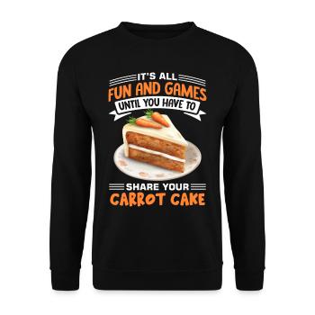 Witziger Karottenkuchen Spruch - Unisex Pullover - Schwarz - Vorne - Alina (178cm) & Michal (187cm)