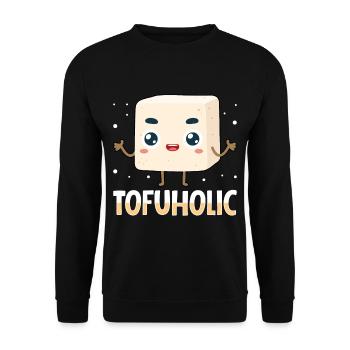 Vegan Vegetarier Design für einen Tofu Fan - Unisex Pullover - Schwarz - Vorne - Alina (178cm) & Michal (187cm)