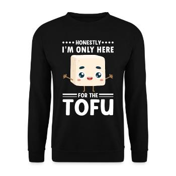 Vegan Vegetarier Design für einen Tofu Fan - Unisex Pullover - Schwarz - Vorne - Alina (178cm) & Michal (187cm)
