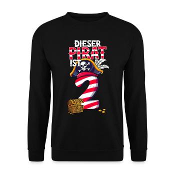 2nd Birthday Pirates - Unisex Sweatshirt - black - Front - Alina (178cm) & Michal (187cm)