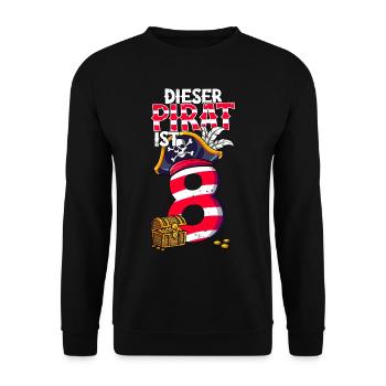 8e anniversaire Pirates - Sweat-shirt Unisexe - noir - Devant - Alina (178cm) & Michal (187cm)