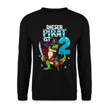 2nd Birthday Pirates - Unisex Sweatshirt - black - Front - Alina (178cm) & Michal (187cm)