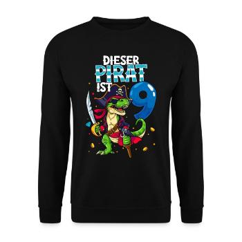 9th Birthday Pirates - Unisex Sweatshirt - black - Front - Alina (178cm) & Michal (187cm)