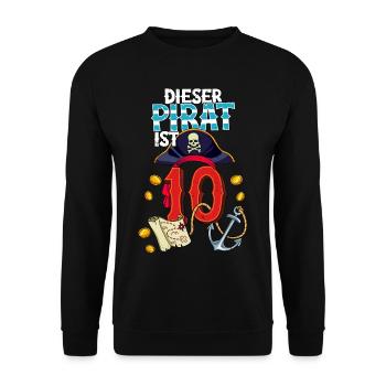 10th Birthday Pirates - Unisex Sweatshirt - black - Front - Alina (178cm) & Michal (187cm)