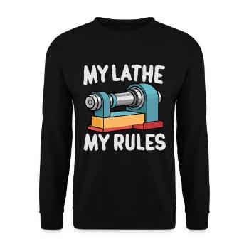 Lathe Wood Lathe - Unisex Sweatshirt - black - Front - Alina (178cm) & Michal (187cm)